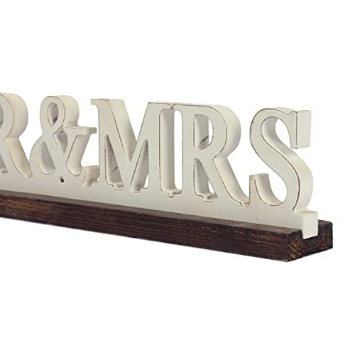 Vintage Mr and Mrs Sign for Wedding Table 16 inches, Distressed White Wedding Shower Decorations for Home Party, Rustic Mr & Mrs Centerpiece Table Signs for Anniversary Reception Ceremony