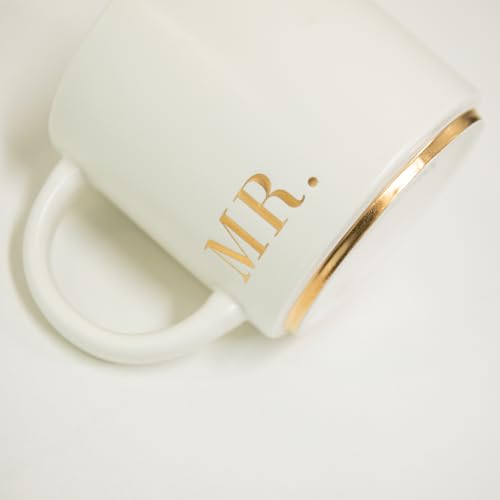 COLLECTIVE HOME - Mr. & Mrs. Ceramic Mugs, Wedding Gift Set, Perfect Luxury Couple's Gift, Elegant Design, Premium Ceramic, 2-Piece Set (MR & MRS)