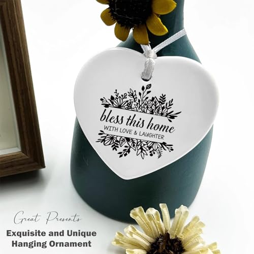 Bless This Home with Love and Laughter-Congrats Gifts Realtor to Homeowner-First Time Happy New Home Gifts- Housewarming Present for Houseowner-New Home Owners Present -Heart Shaped Ornament