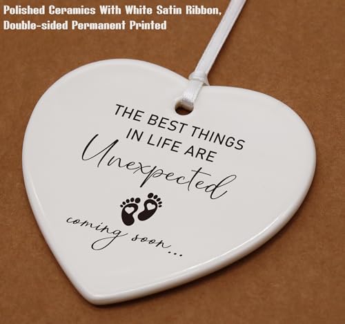 Baby Pregnancy Announcement Gifts-Promoted to Grandparents,Grandma,Grandpa,Aunt,Uncle-Baby Coming Soon-Newborn Reveal Present for Mom Dad Sister Brother Friends Heart Shaped Ornament