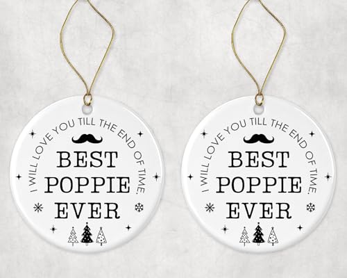 Best Poppie Ever Ornament, Poppie Christmas Ornament, Ornament for Poppie, Christmas Ornament Gift from Daughter, Son Printed on Both Sides