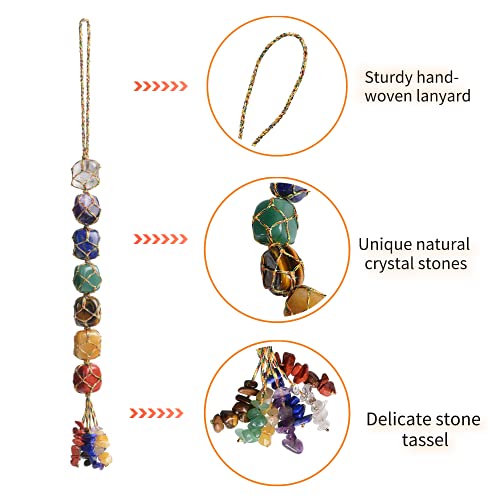 Anjiucc 7 Chakra Healing Crystals Feng Shui Hanging Ornament Car Ornament Meditation Hanging Ornament Window Ornament for Home Decor Party Decor