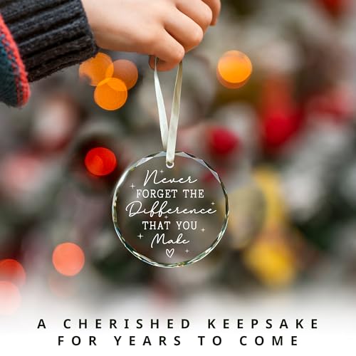 Thank You Gifts for Women, Employee, Boss, Coworkers, Manager, Teacher, Nurse, Friend - Never Forget The Difference You Make Gifts - Appreciation Retirement Farewell Goodbye Thank You - Glass Ornament