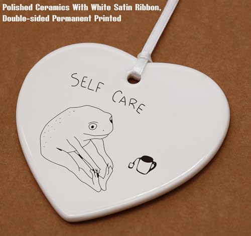 Funny Self-Mental Health Gifts-Self Care-Graduation Birthday Farewell Christmas for Daughter,Sister in Law,Best Friends,BFF,Bestie,Sister-Ceramic Heart Shaped Ornament with Gift Box