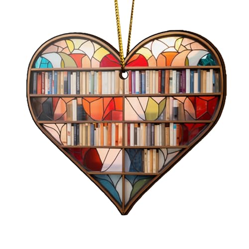 2D Flat All Over Printed, Book Ornaments, Bookshelf Christmas Ornaments, 2 Sides 3.5" Wood Ornament, Gift for Book Lover