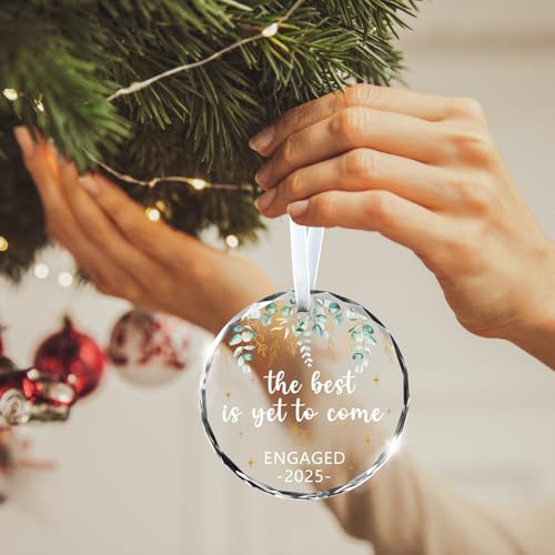 Wedding Gifts Engagement Gifts for Couples 2025 First Christmas Engaged Ornament 2025 Just Engaged Bachelorette Gift Happy Engagement Gift for Newly Engageds Couples Bride to be Her Women Fiance(6)