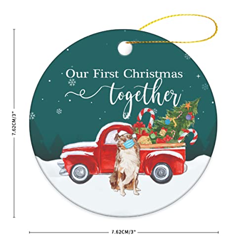 Christmas Ornament, Our First Christmas Together with Australian Shepherd Ornaments Xmas Ornament for Tree, Christmas Bauble Hanging Ornament Keepsake Ornament Christmas Decorations
