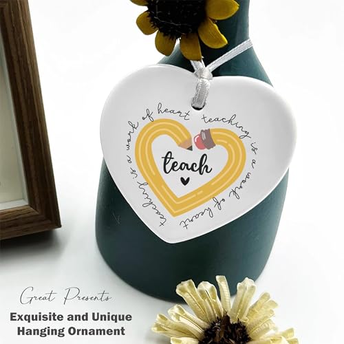 Teaching is a Work of Heart-Rainbow Teacher Appreciation Gifts,Teacher Gifts,Thank You Gifts for Teachers,Teachers Appreciation Week Gifts, for Teacher-Heart Shaped Ornament