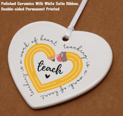 Teaching is a Work of Heart-Rainbow Teacher Appreciation Gifts,Teacher Gifts,Thank You Gifts for Teachers,Teachers Appreciation Week Gifts, for Teacher-Heart Shaped Ornament