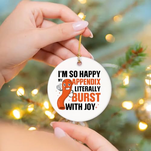 So Happy My Appendix Burst - Appendectomy Christmas Ornament Appendix Ornament Appendix Christmas Ornament Hanging Ornament for Home Decor, Ceramic Ornaments
