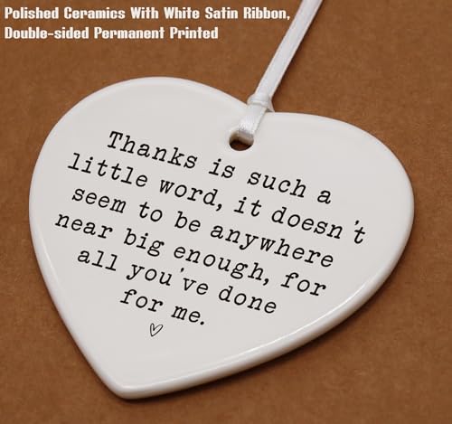Thanksgiving Birthday Christmas Gift-Thank You Gift for Family Leader Boss Teacher Mentor Tutor Coach Godparents Friends-Ceramic Heart Ornament Keepsake Sign Plaque Decor Present-Double-Sided Printing