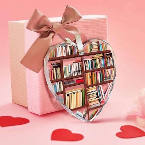 Book Lovers Gifts - Gifts for Book Lovers - Gift for Reading Lover Women, Gift for Readers and Books Lover - Reading Books Worm Club Ideas - Glass Hanging Ornament