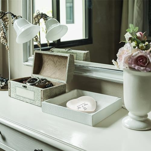 The Year We Became Mr & Mrs 2025 Ceramic Ring Dish for Wedding Jewelry Tray, Elegant Keepsake Gift for Couples, Ceramic Valet Tray for Jewelry Storage