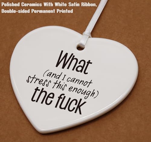 What The Fuck-Motivational Saying-Funny Ornament Decor-Sarcastic Gift-Funny WTF Sarcastic-and I Cannot Stress This Enough-What The Eff-Dark Humor-Funny Heart Shaped Ornament Decor Gifts