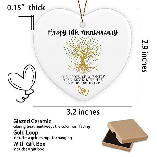 10th Anniversary Wedding Gifts for Couple Happy 10th Anniversary Ornament Keepsake Sign Heart Plaque Anniversary Romantic Couple Wedding Engagement Gifts for Her Him Wife Husband