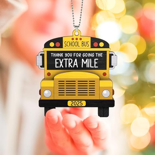 Bus Driver Appreciation Gifts - Bus Driver Gifts - School Drivers Appreciation Gift for Men, Women - Thank You, Retirement Gift for School Driver Monitor - Wood Hanging Ornament