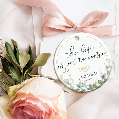 ZAGKOO Engagement Gifts for Couples 2025 - Gift for Newly Engaged Couples, Fiance, Women, Her, Bride to Be - Engagement Ornament, Just Engaged Party Gift Ideas, Christmas Decoration - Ceramic Ornament