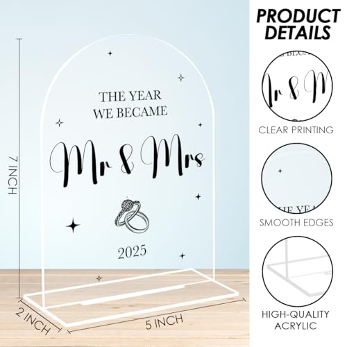 Wedding Sign, The Year We Became Mr and Mrs Signs, Wedding Engagement Bridal Shower Decor for Reception Ceremony Party, Weddings Love Acrylic Sign
