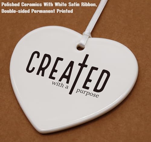 Christian Scripture Bible Verse Decor Gifts for Women Men, Inspirational Ornament Gifts for Him Her, Created with A Purpose-Affirmations Gift Heart Shaped Ornament