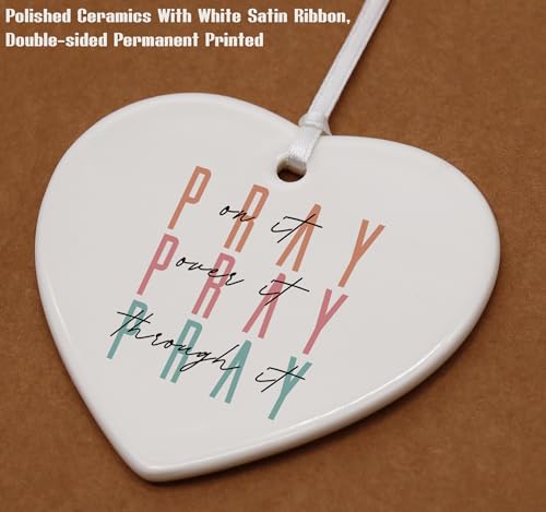 Christian Scripture Religious Bible Verse Gifts for Women Men,Inspirational Present for Him Her,Affirmations Present, Heart Shaped Ornament-Pray on It,Pray Over It
