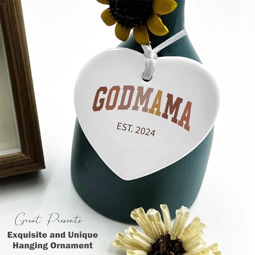 ZVMIS Godmother Proposal,Pregnancy Announcement Gift,First Time Godmother to Be,Appreciated,Christening Present,Baptism Present,Christmas Gift,Heart Shaped Ornament