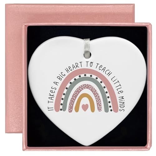 Rainbow Teacher Appreciation Week Gifts,Birthday,Thanksgiving, for Teacher,Thank You Present for Educator,Heart Shaped Ornament-It Takes A Big Heart to Teach