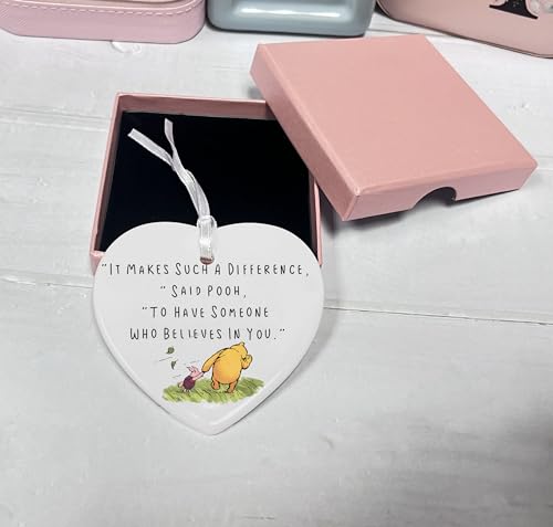 Teacher Mentor Appreciate Gift-It Makes Such A Difference-Teacher Month, Ceramic Heart Ornament Keepsake Plaque Decor Gift-Double-Sided Printing