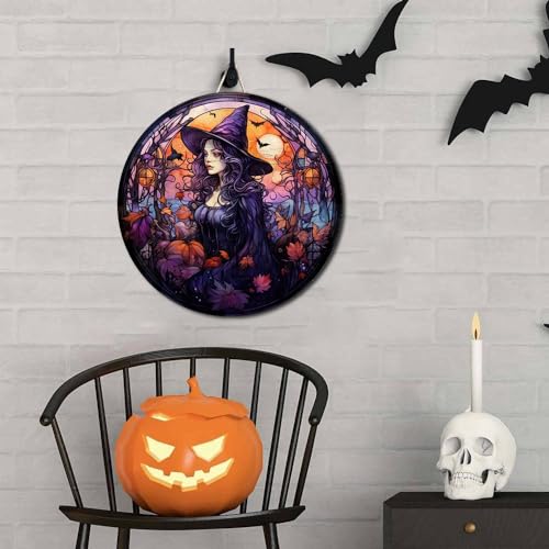 2D Flat All Over Printed, Halloween Sign, Witch Sign, Witches Wooden Sign, 8",12",18" Wooden Sign, Witch Room Decor, Halloween Decorations, Gift Idea For Witch
