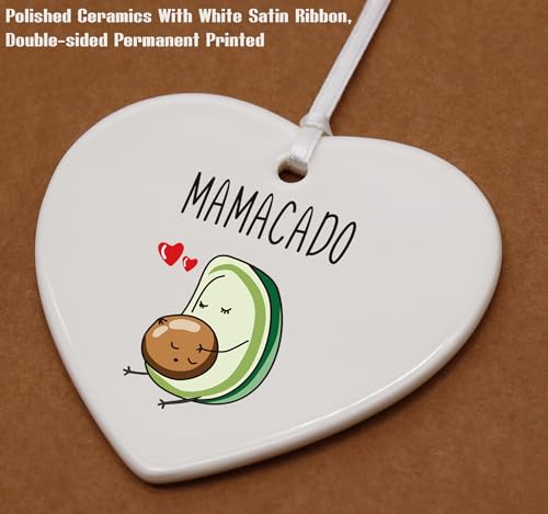 Avocado Mom-Funny Avocado Mamacado-New Mommy Present-New Mom Gift-Mama to Be-Pregnancy Announcement Gift-Newborn New Baby Gift-Baby Announcement Gift-Christmas Decor Gift-Heart Shaped Ornament Gift