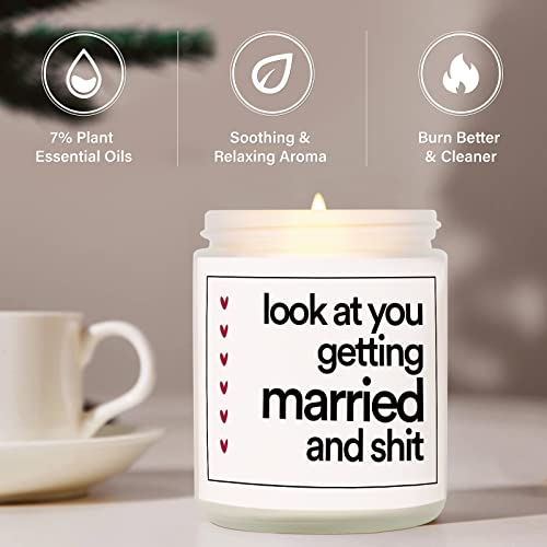 BaubleDazz Funny Wedding Gifts, Bachelorette & Bridal Shower Gift for Bride, 7oz Lavender Scented Soy Wax Candle, Bride to Be, Engagement Gifts for Couples