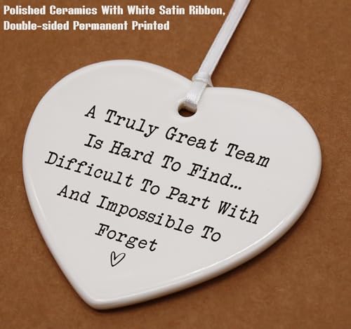 Co-Worker Colleague Promotion New Job Gift-Goodbye Leaving Away Gift-Retirement Present-A Truly Great Team Is Hard To Find-Ceramic Heart Shaped Ornament Keepsake Decor Present-Double-Sided Printing