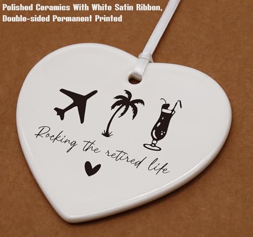 Rocking The Retired-Happy Retirement Gifts-Funny Colleagues Retirement,Goodbye,Leaving Present for Coworkers Boss Leader Teacher-Appreciate Heart Shaped Ornament with Present Box