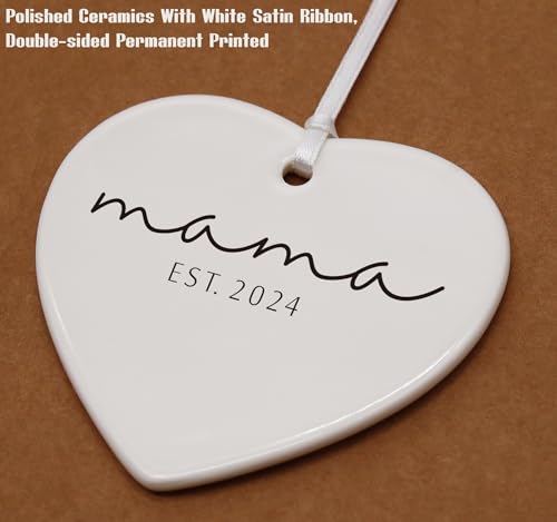 Mama Gift-First Time Mom-Become A Mommy,New Mom Present-Mother to Be-Baby Gift Shower for New Mother-Newborn New Baby Gift-Baby Announcement Gift-Christmas Decor Gift-Ceramic Heart Shaped Ornament