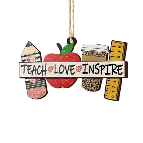 All Over Printed Teacher Christmas Ornaments Apple Pen Ornaments Christmas Tree Hanging 3.2"x3.5" 2 Layer Ornaments Gift for Teacher on Christmas, Christmas Decor
