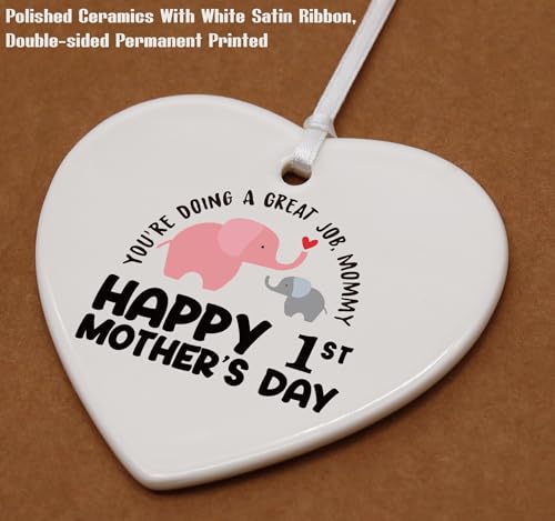 2025 for New Mom-Happy First Mother's Day-You're Doing a Great Job-Mama Life-Mom Gifts-Thank You-Mommy Appreciation Present-Heart Shaped Ornament-Double-Sided rinting