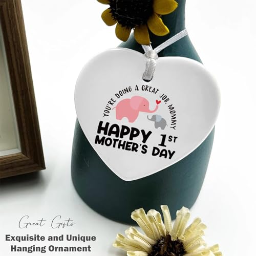 2025 for New Mom-Happy First Mother's Day-You're Doing a Great Job-Mama Life-Mom Gifts-Thank You-Mommy Appreciation Present-Heart Shaped Ornament-Double-Sided rinting