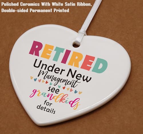 Retired Under New Management-Happy Retirement Gifts-Funny Colleagues Retirement,Goodbye,Leaving Gifts for Coworkers Boss Leader Teacher-Appreciate Heart Shaped Ornament with Gift Box