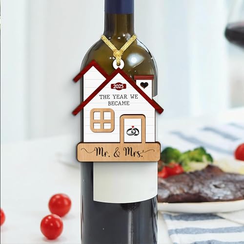 GOSSBY Wedding Ornament 2025 - The Year We Became Mr Mrs - Newlywed, Just Married Gift for Couple - First Christmas Wedding Gift for Newlyweds, Bride, Groom - Bridal Shower Wooden Xmas Decoration