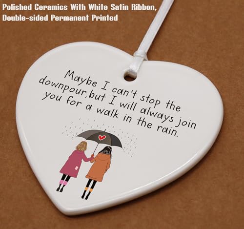 Walk with You in The Rain Ornament,Friendship Gift for Best Friend,Sympathy Gift, Encouragement Gift for Bestie Gift, for Soul Sisters Gift, Heart Ornament, Support Friendship Keepsake