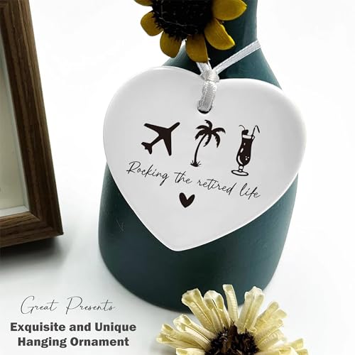 Rocking The Retired-Happy Retirement Gifts-Funny Colleagues Retirement,Goodbye,Leaving Present for Coworkers Boss Leader Teacher-Appreciate Heart Shaped Ornament with Present Box