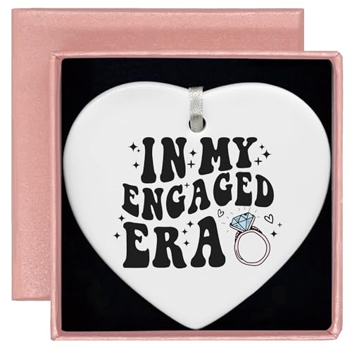 Engagement Gifts for Her Women,Bride to Be-Bridal Shower Gifts,Bachelorette Present for Bride,Future Mrs, Fiance,Newly Engaged Present-Ceramic Heart Shaped Ornament-in My Engaged Era