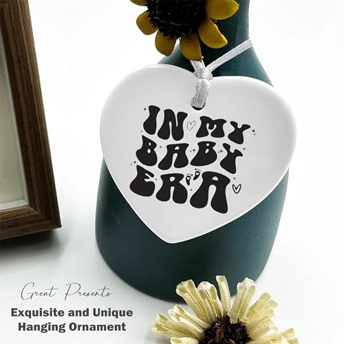 Become A Mommy,New Mom Present-Mother to Be-in My Baby Era-Baby Gift Shower-Newborn New Baby Gift-Baby Announcement Gift-Christmas Decor Gift-Ceramic Ornament Gift-Heart Shaped Sign Plaque Keepsake
