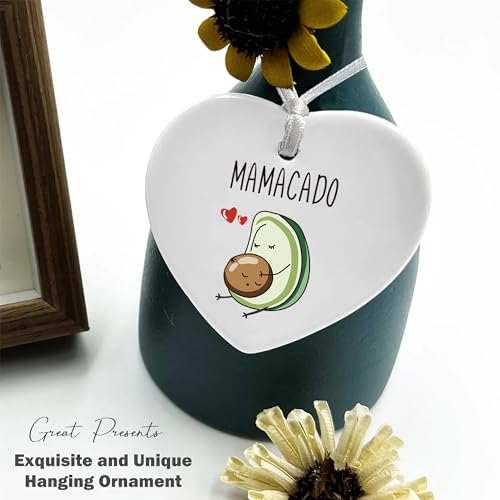 Avocado Mom-Funny Avocado Mamacado-New Mommy Present-New Mom Gift-Mama to Be-Pregnancy Announcement Gift-Newborn New Baby Gift-Baby Announcement Gift-Christmas Decor Gift-Heart Shaped Ornament Gift