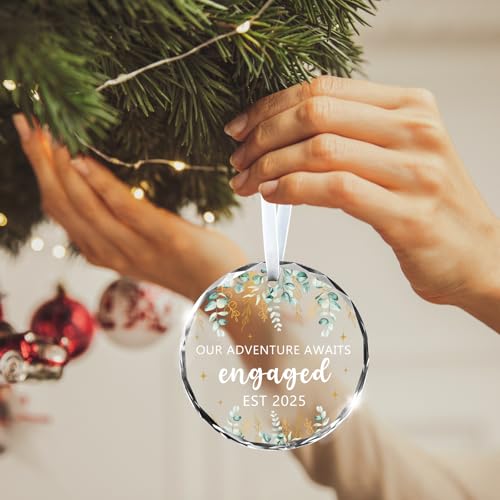 Wedding Gifts Engagement Gifts for Couples 2025 First Christmas Engaged Ornament 2025 Just Engaged Bachelorette Gift Happy Engagement Gift for Newly Engageds Couples Bride to be Her Women Fiance(8)