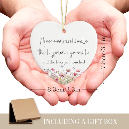Thank You Gifts for Women Appreciation Gifts for Employee Never Underestimate The Difference You Made Ceramic Ornament Retirement Going Away Farewell Gift for Coworkers Teachers Nurses Employee Boss
