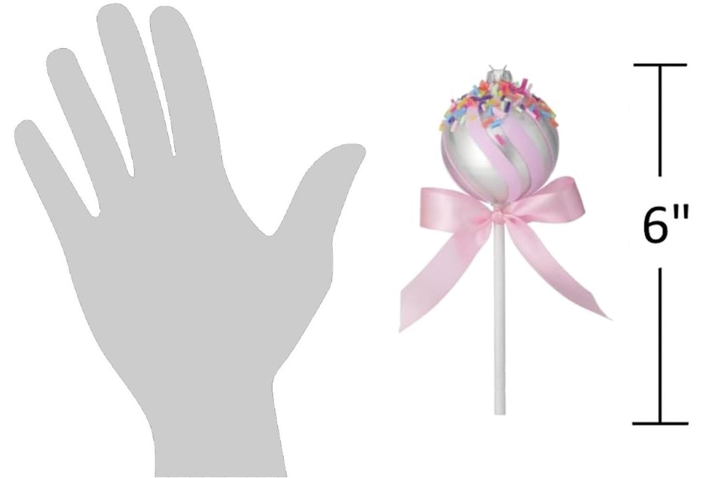 The Bridge Collection Pink Cake Pop Ornament - Cake Pop with Sprinkles Ornament for Holiday Decor - Dessert Ornament - Junk Food Ornament