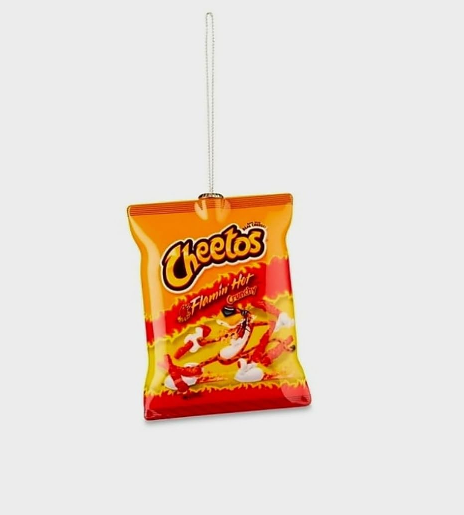 Cheetos Ornament, 4" Flamin Hot Cheetos, Hanging Ornament, Christmas Tree Ornament