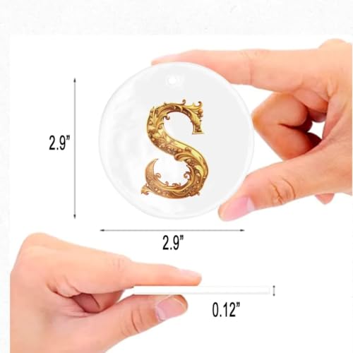Tubbie Basic Gold Ornament Christmas Decorations Ornament Fantasy Gold Initial Alphabets Christmas Ornament Christmas Tree Hanging Decor, Seasonal Home Decor Ornament (S)