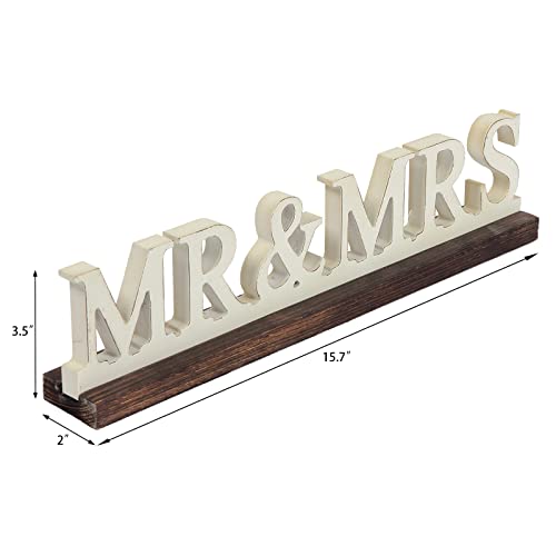 Vintage Mr and Mrs Sign for Wedding Table 16 inches, Distressed White Wedding Shower Decorations for Home Party, Rustic Mr & Mrs Centerpiece Table Signs for Anniversary Reception Ceremony