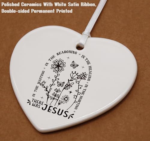 Christian Scripture Religious Bible Verse Ornament Reminder Decor Present,There was Jesus-Inspirational Affirmations Gift Heart Shaped Ornament